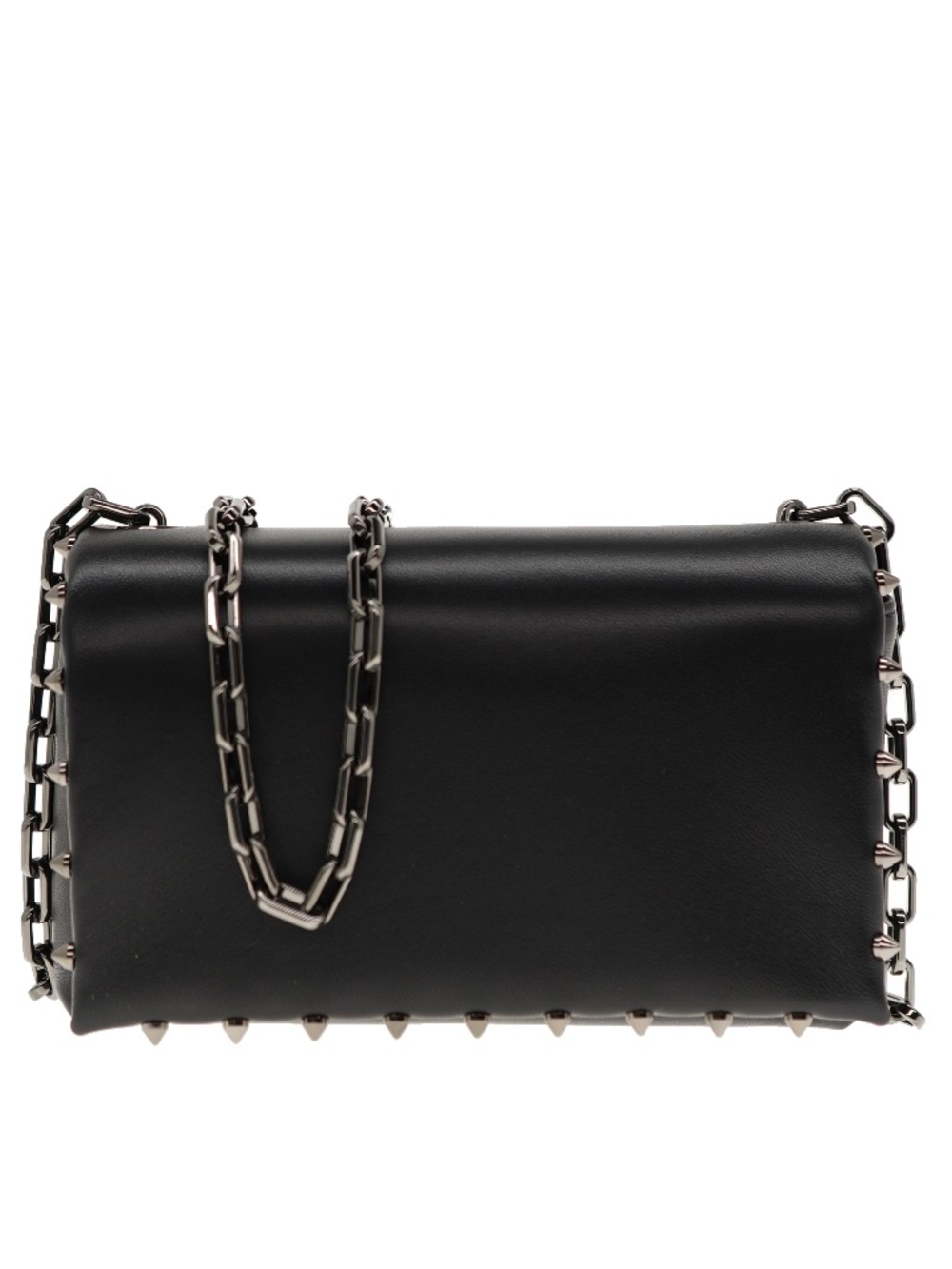 Christian Louboutin Spiky Chain Crossbody Bag Black Leather New